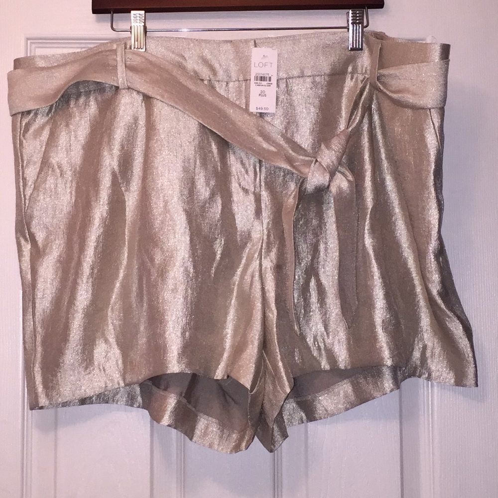 Loft Plus Tie Waist Shimmer Shorts
